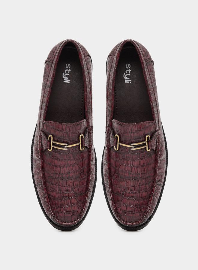 Styli Men Animal Textured Metal Slip On Loafers - Image 5